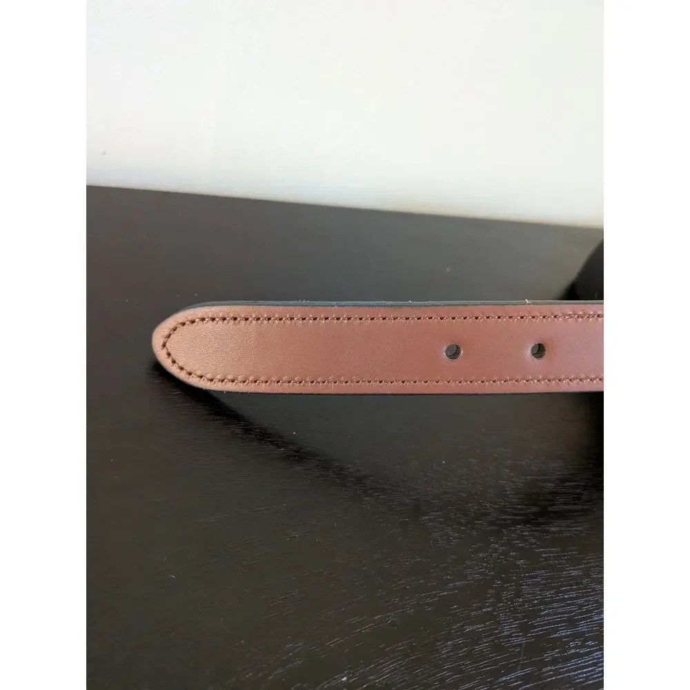 Lands' End Men's Stretch Belt Size 44 Black Elastic Cognac Leather Buckle